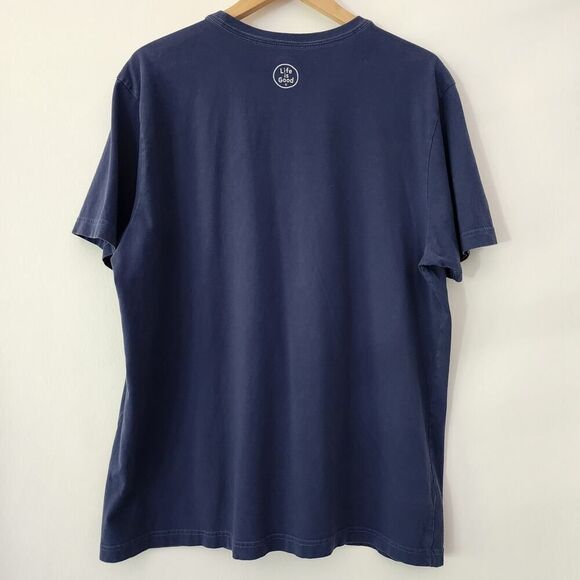 Life is Good Crusher Tee What's Wrong With This Pitcher Blue shirt mens size L - Picture 3 of 5